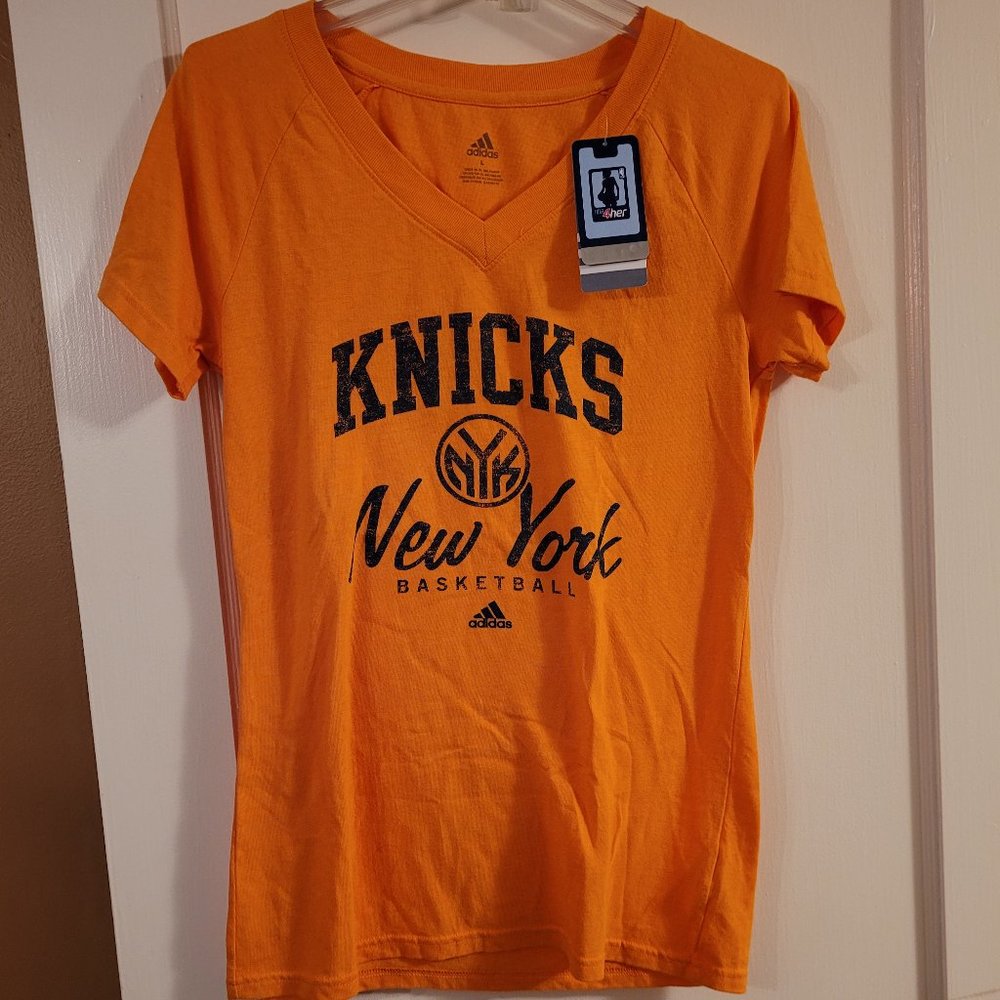 Knicks Adidas Retro V-neck Basketball T-Shirt